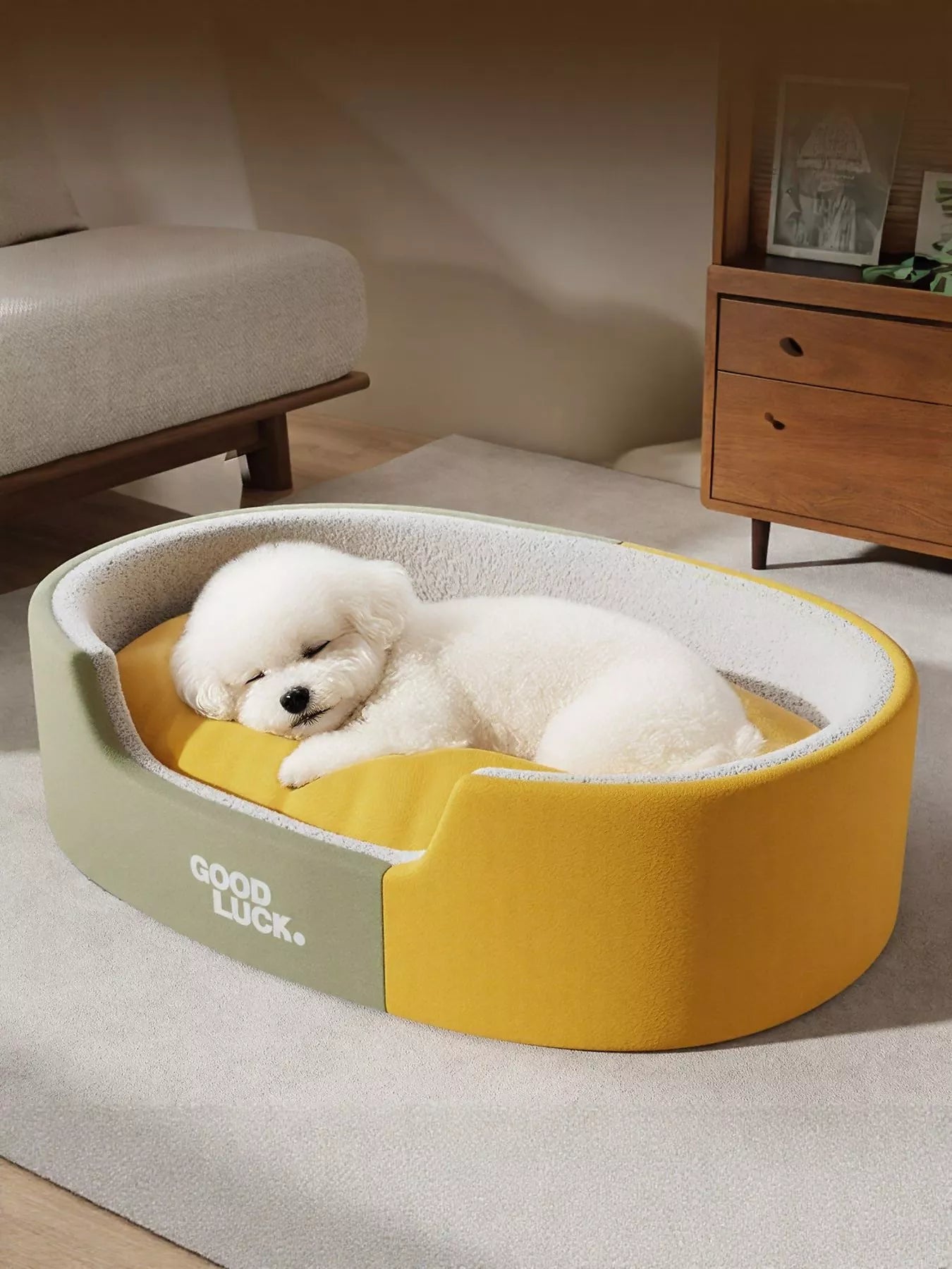 Thickened Oval Two - Tone Plush Pet Nest - Loving It Shop