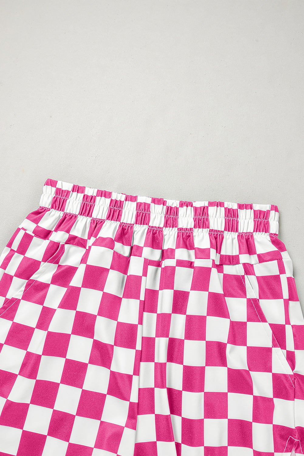 Rose Checkered Print High Waist Casual Shorts - Loving It Shop