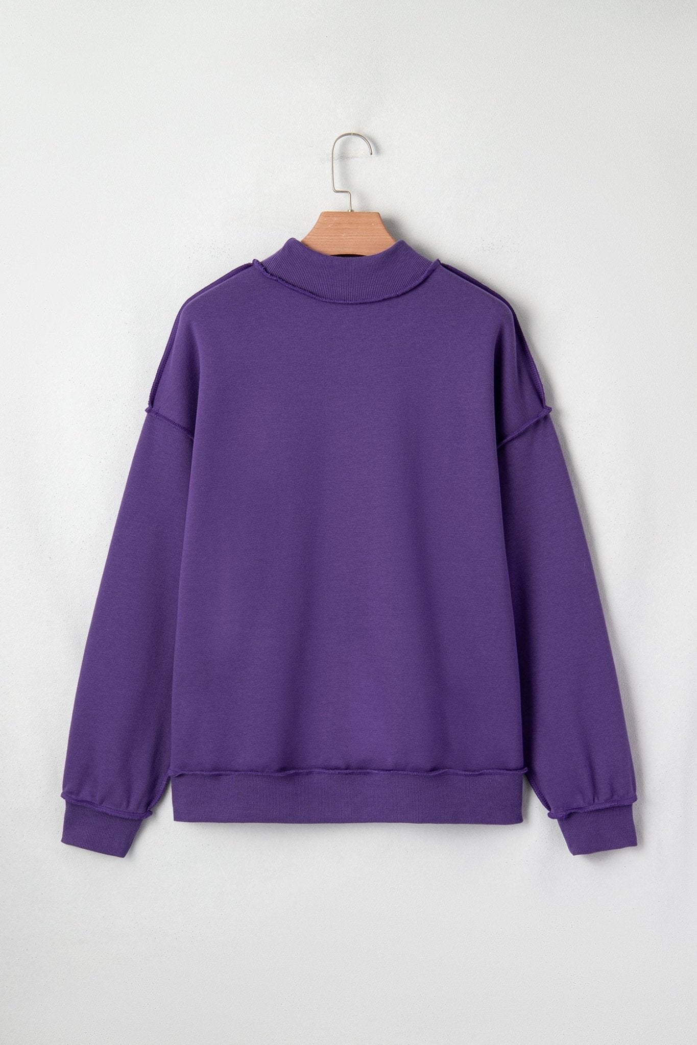 Tillandsia Purple Oversize Drop Shoulder Reversible Mock Neck Sweatshirt - Loving It Shop