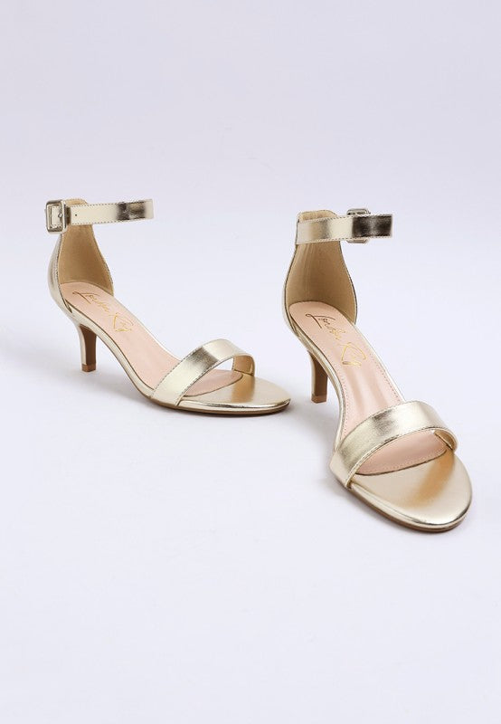 Yuti Glossy Kitten Heel Sandals
