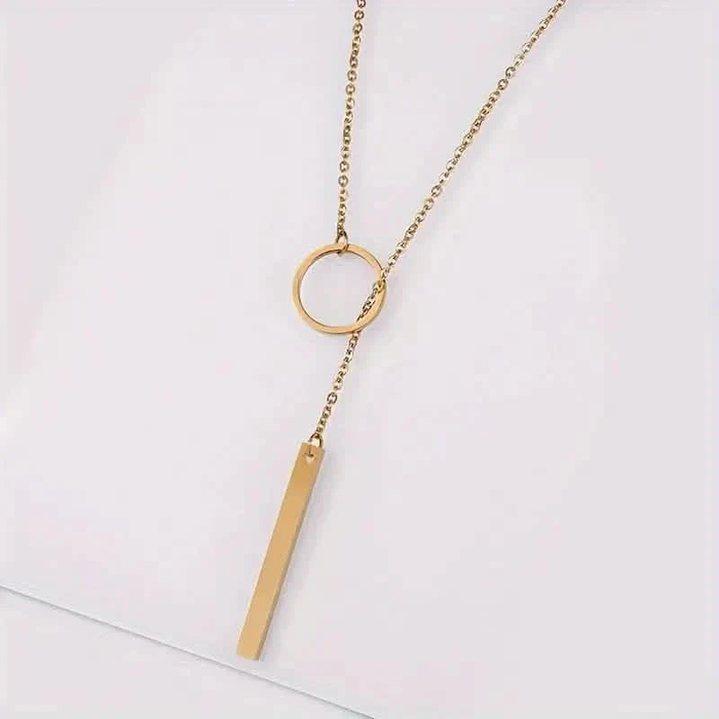 Chic Ethnic-Inspired Alloy Circle &amp; Rod Pendant Necklace