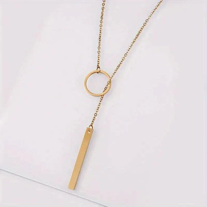 Chic Ethnic-Inspired Alloy Circle &amp; Rod Pendant Necklace