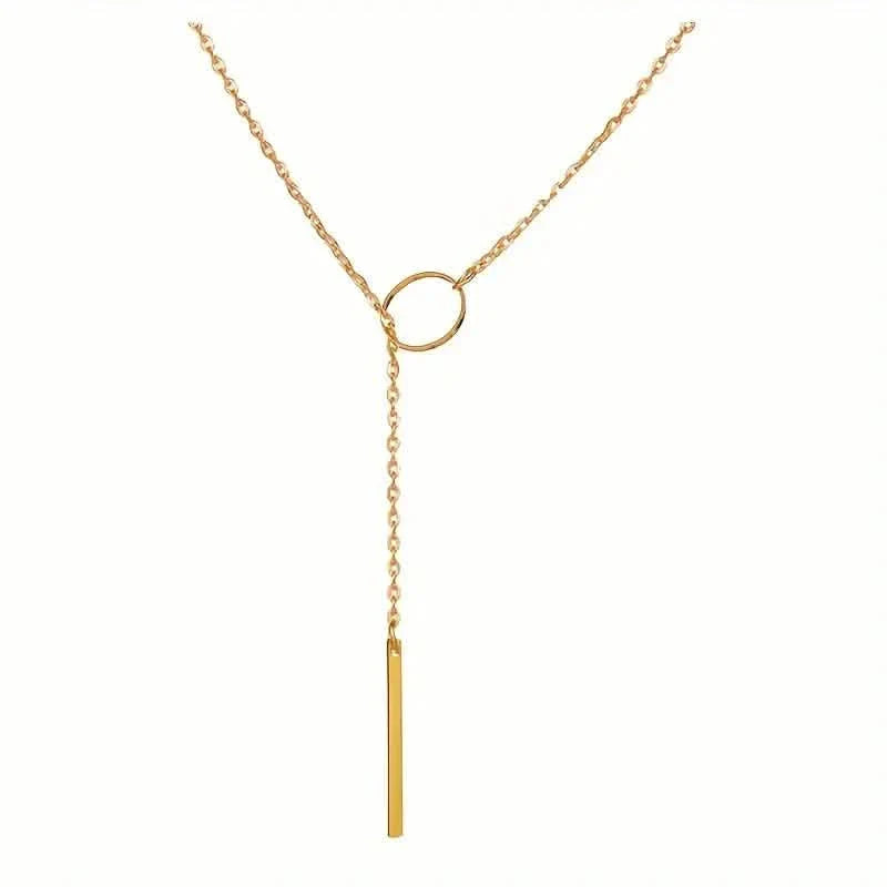 Chic Ethnic-Inspired Alloy Circle &amp; Rod Pendant Necklace