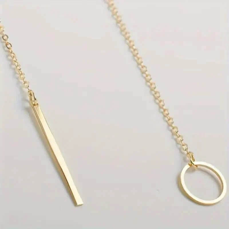Chic Ethnic-Inspired Alloy Circle &amp; Rod Pendant Necklace