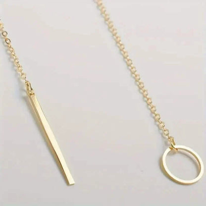Chic Ethnic-Inspired Alloy Circle &amp; Rod Pendant Necklace