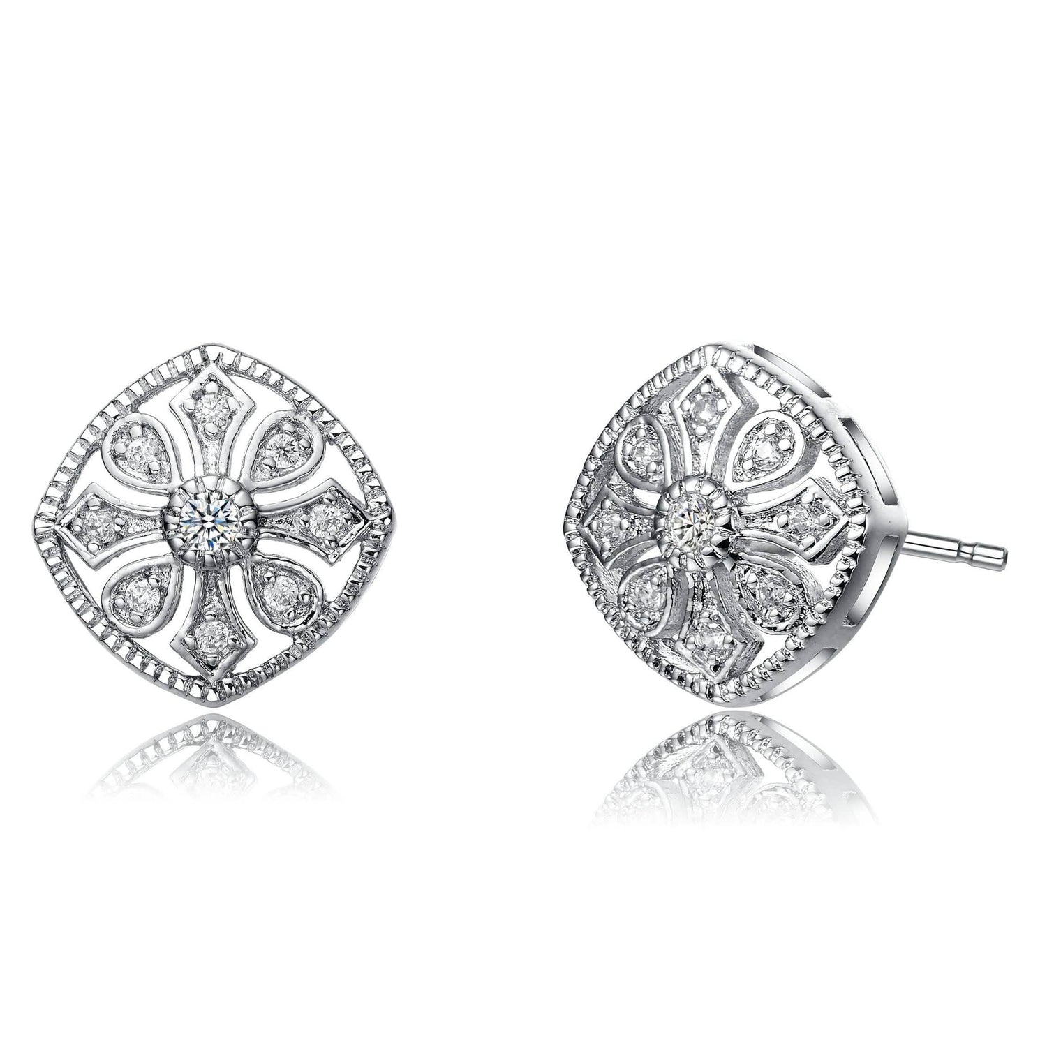 Cubic Zirconia Filigree Stud Earrings