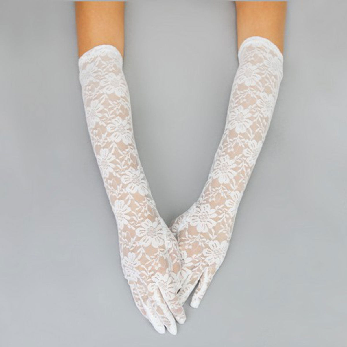 Women’s Long White Lace Bridal Gloves Elegant Formal Accessory