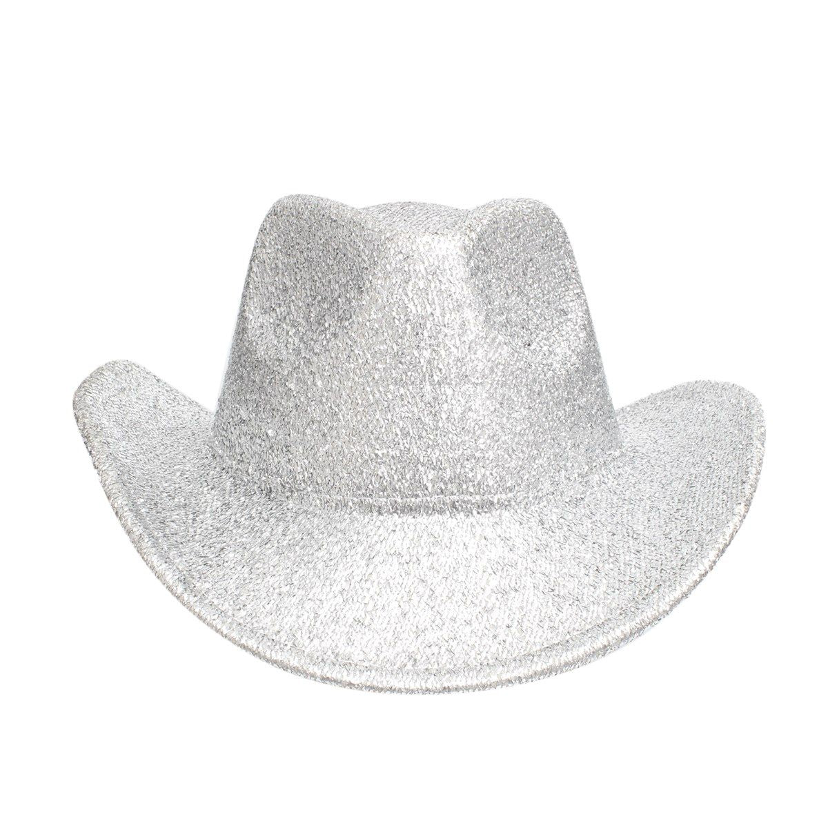 Fashion Cowboy Hat Silver Metallic Glittering Stylish Statement Accessory
