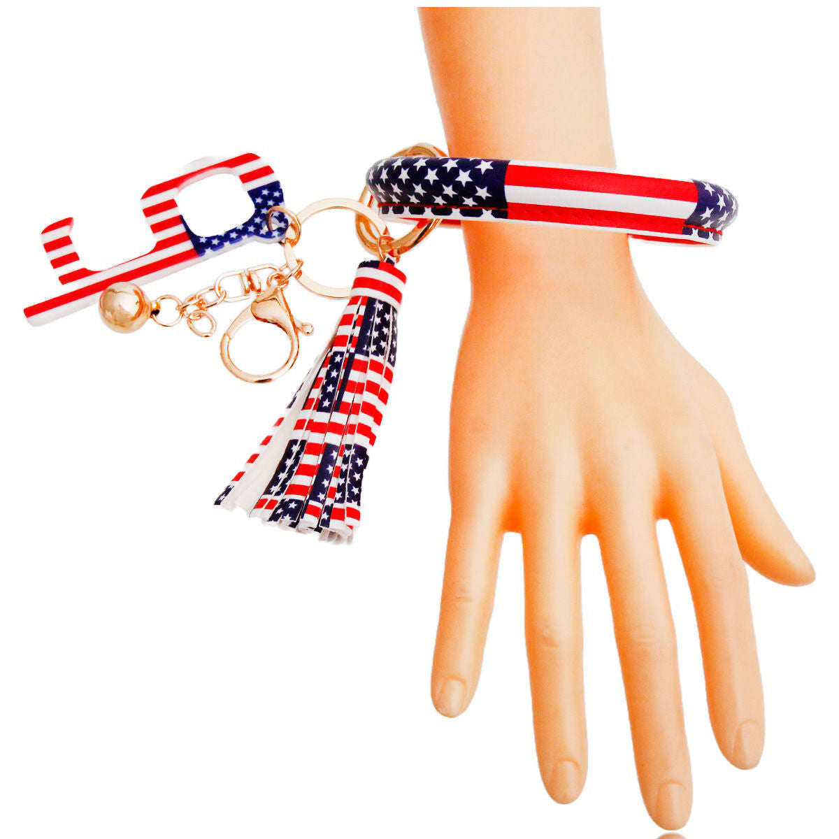 Safety Keychain Bracelet American Flag Stylish Casual Accessory