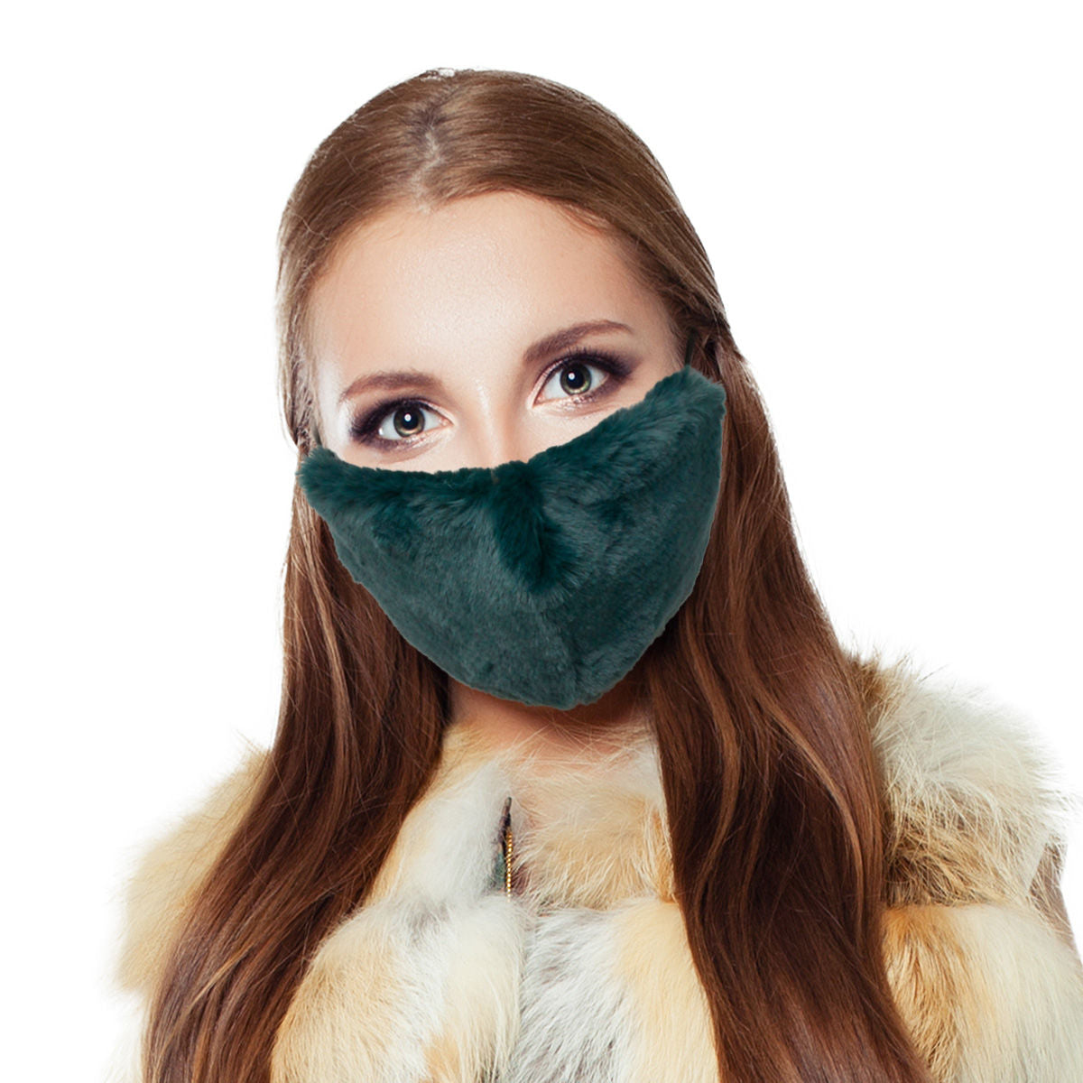 Faux Fur Mask Green Stylish Fashion Accessory