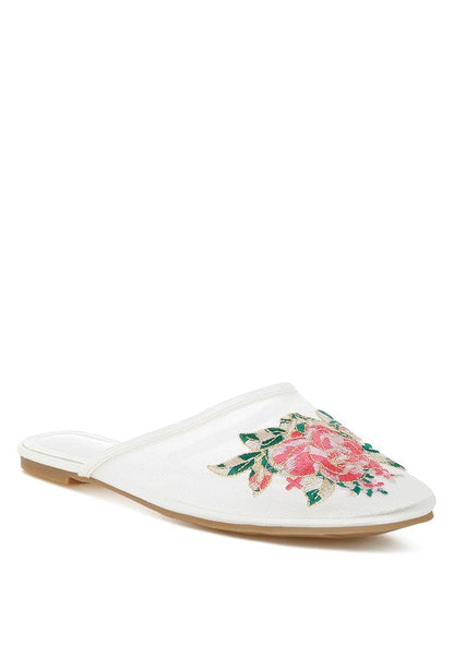 Shara Floral Embroidered Mesh Mules