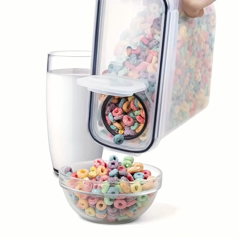 4-Piece Set: Airtight Cereal Storage Containers with Pour Spouts &amp; Measuring Cup – 4L Kitchen Pantry Organizer