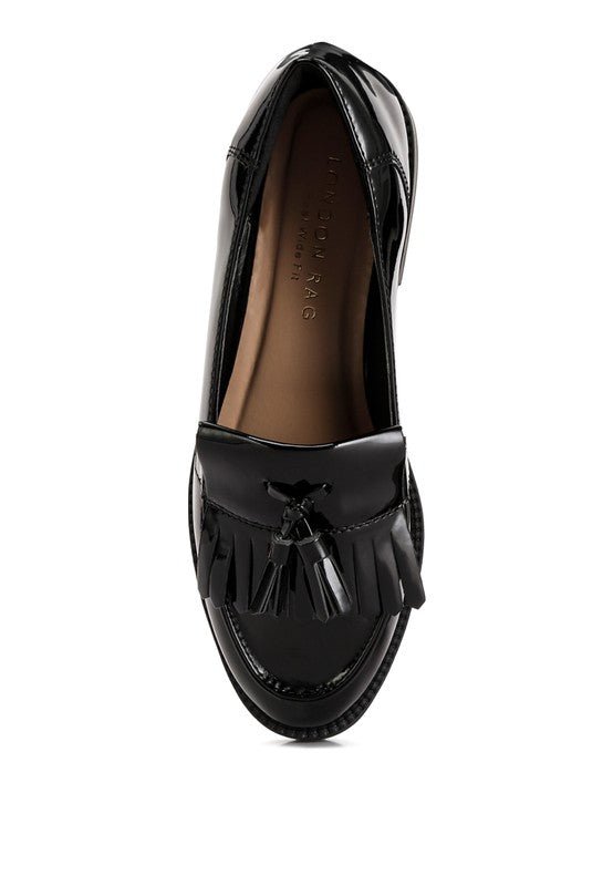 Valerie Tassel Detail Patent Loafers - Loving It Shop