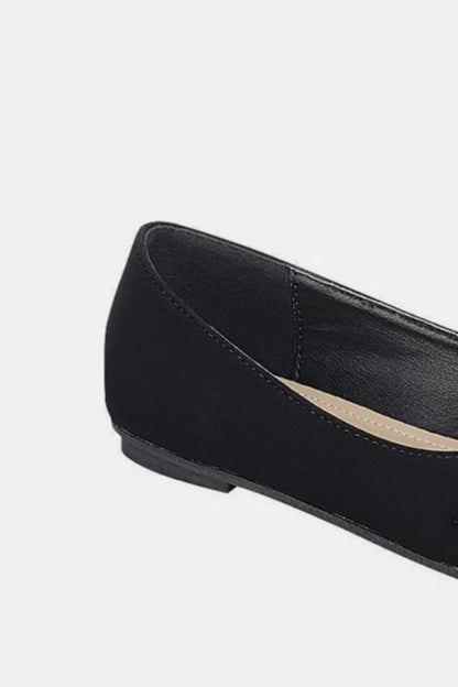 Slip On Rhinestone Buckle Ballet Flats