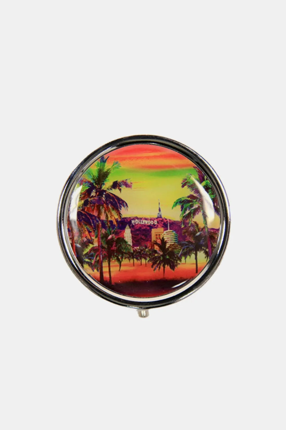 Print Metallic Circular Large Pill Case