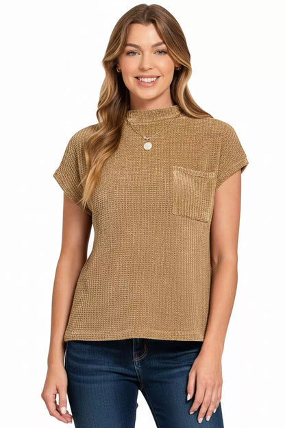 Chenille Waffle Short Sleeve Sweater
