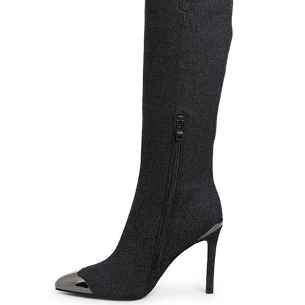 Ridda Metallic Cap Toe Denim Boots