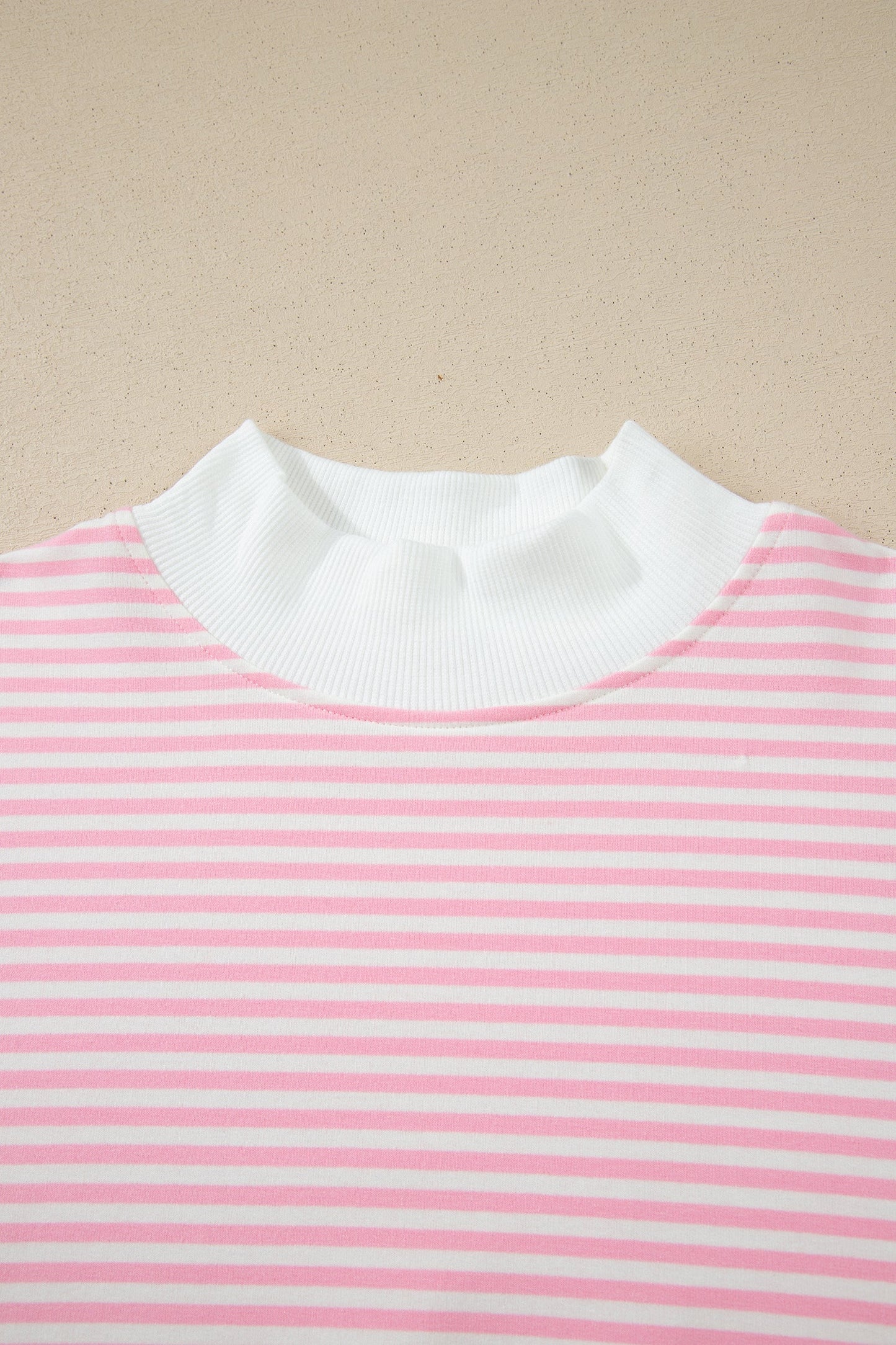 Pink Stripe Oversize Mock Neck Sweatshirt and Shorts Set