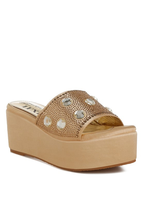 Meta charts Diamante & Rhinestone Flatform Sandals