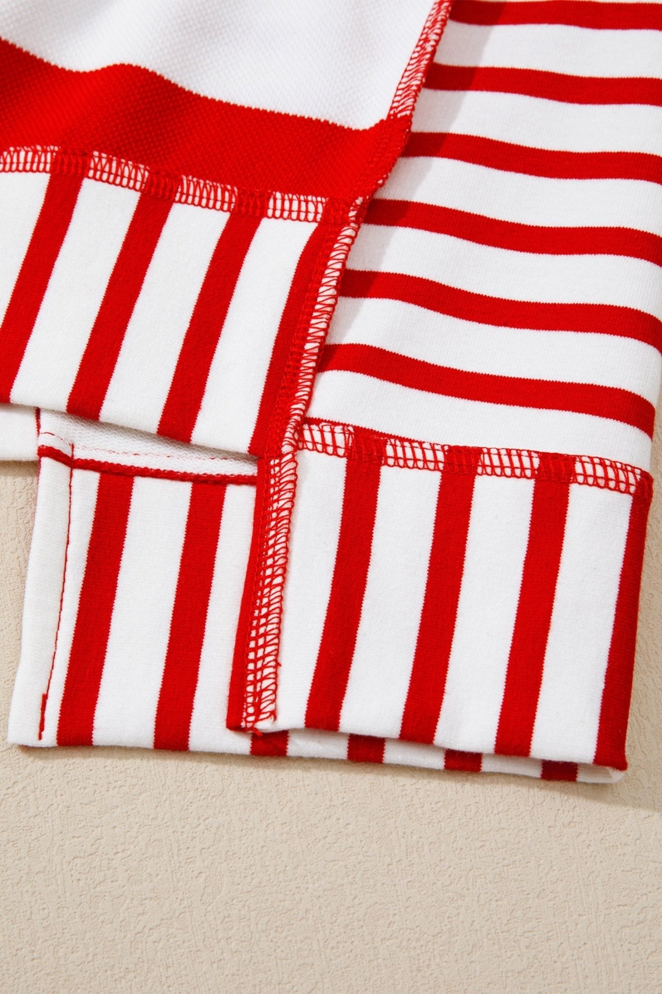 Red Stripe Sequin Bow Patriotic Half Sleeve Top - Loving It Shop