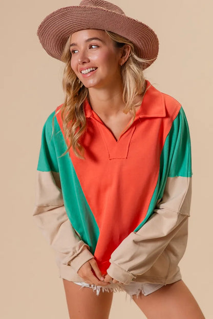 Colorblock Exposed Seam French Terry Sweatshirt