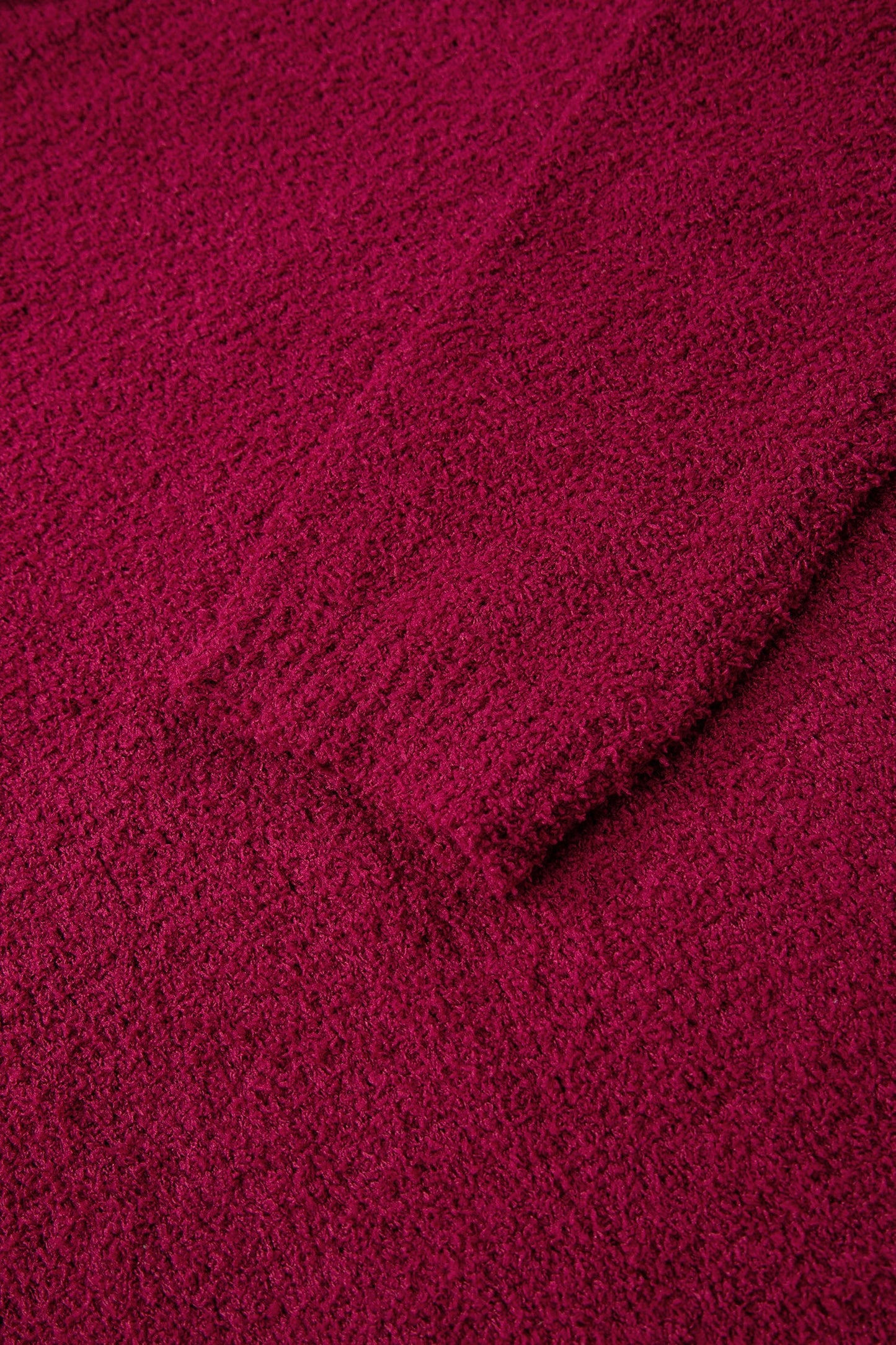 Burgundy Popcorn Mock Neck Solid Sweater