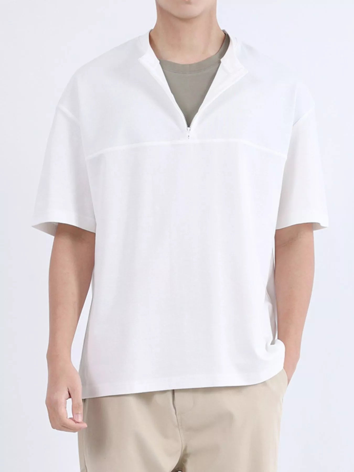Men's Plus Size Half Sleeve Solid Color Top - Loving It Shop