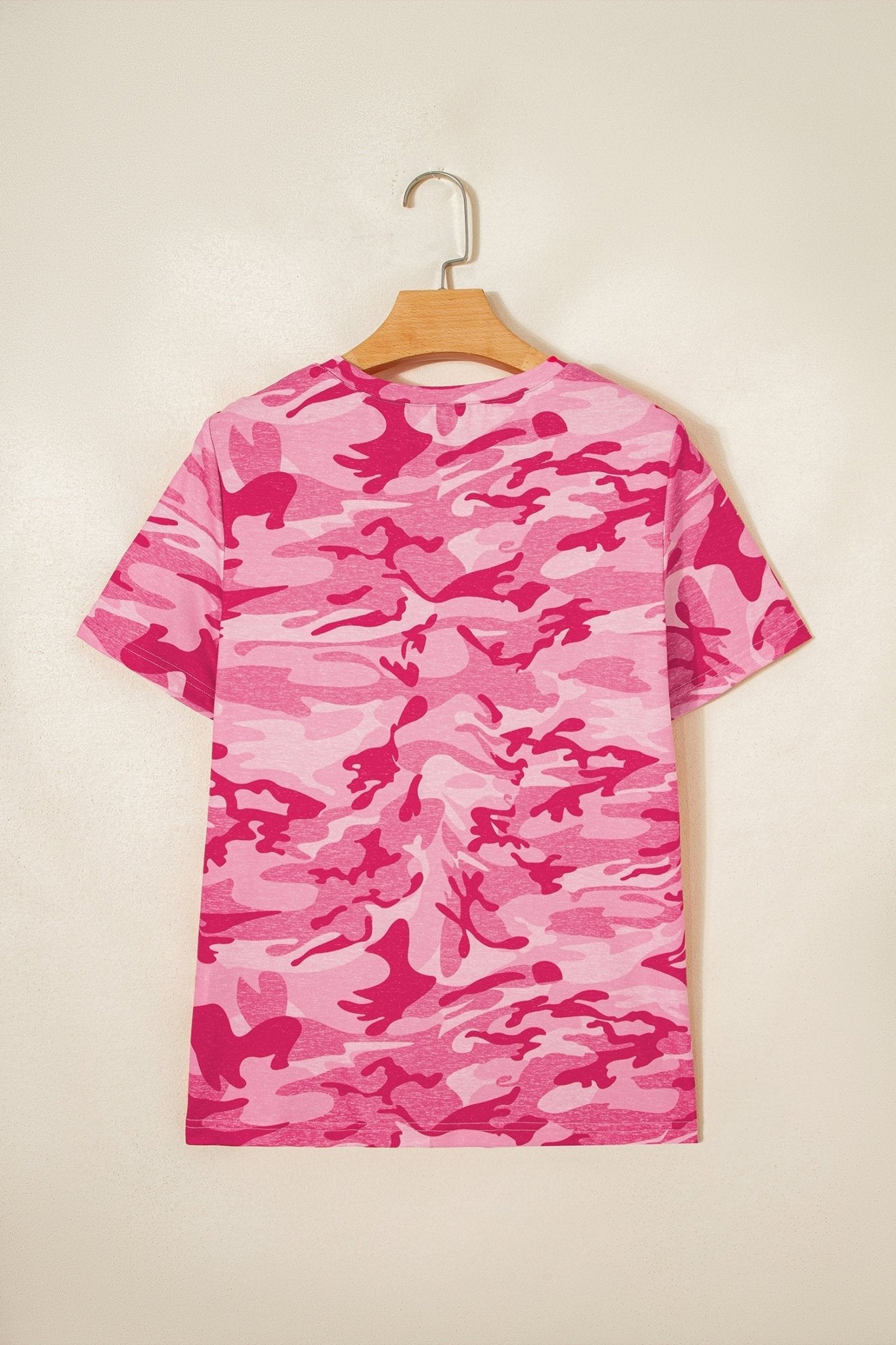 Pink Camouflage Print Crew Neck T Shirt - Loving It Shop