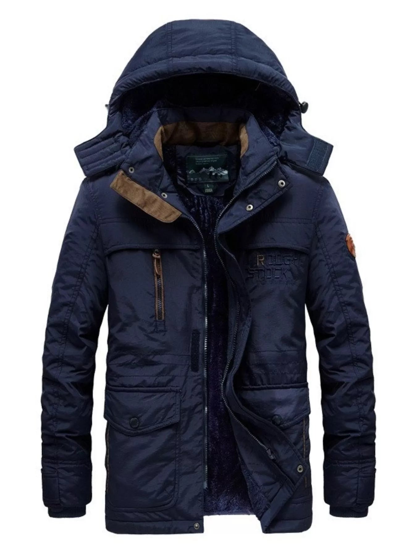 Men's Plus Size Winter Zip Up Hooded Parka Jacket