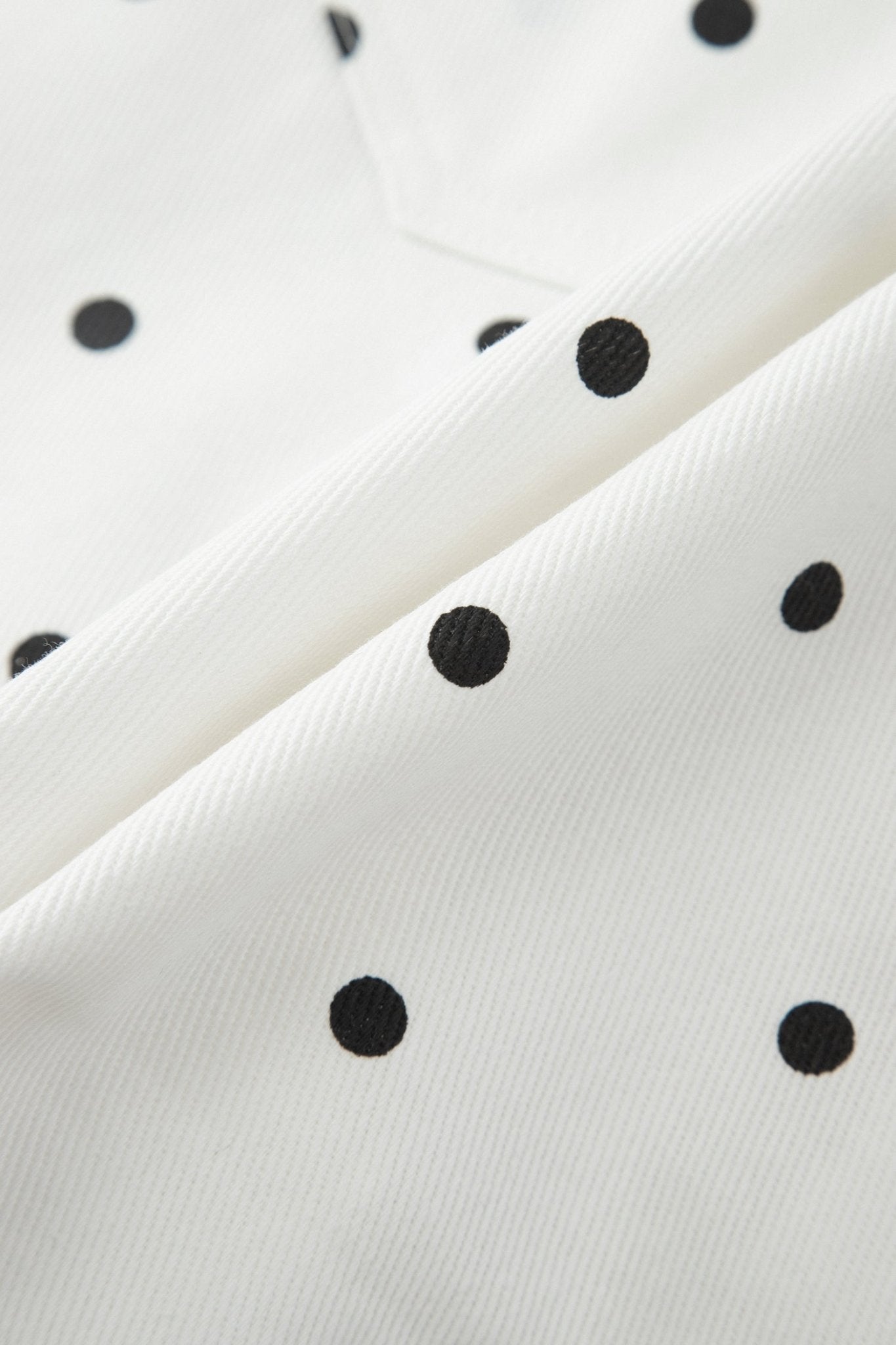 White Polka Dot Print Embroidered Scallop Hem Shorts - Loving It Shop