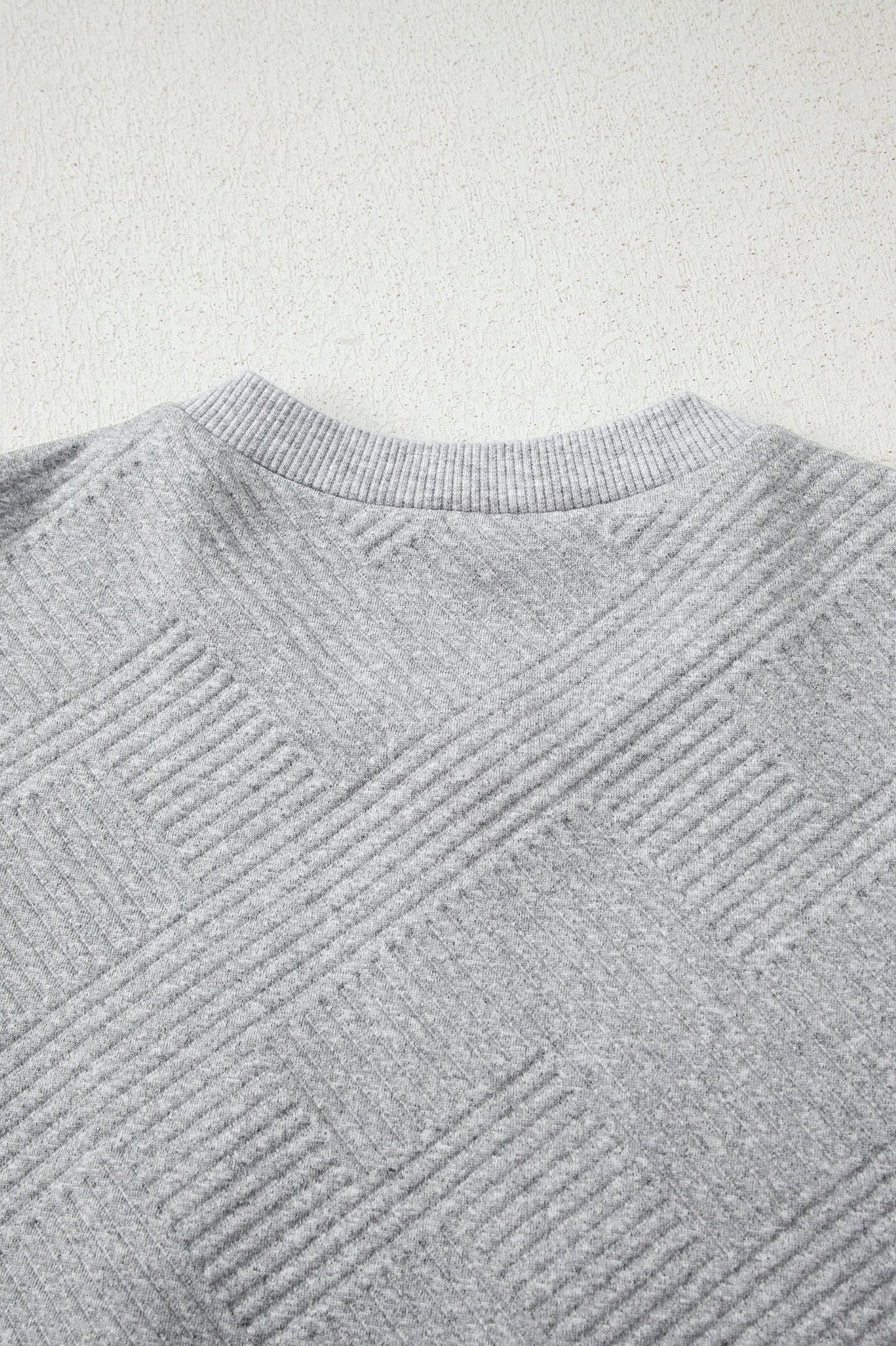 Medium Grey Trendy Textured Half Zip Loose Sweatshirt