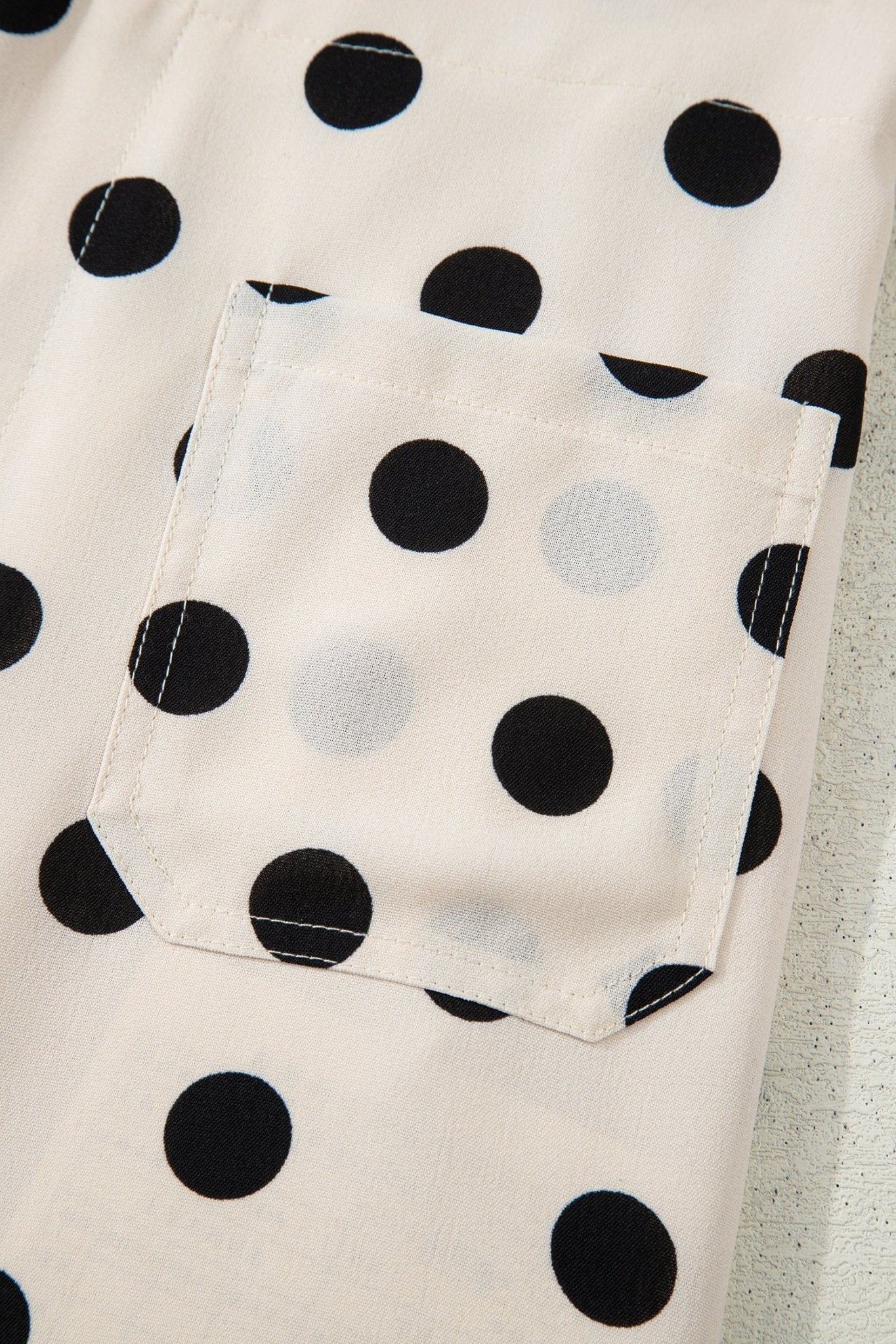 White Polka Dot Print Patched Pocket Loose Pants - Loving It Shop