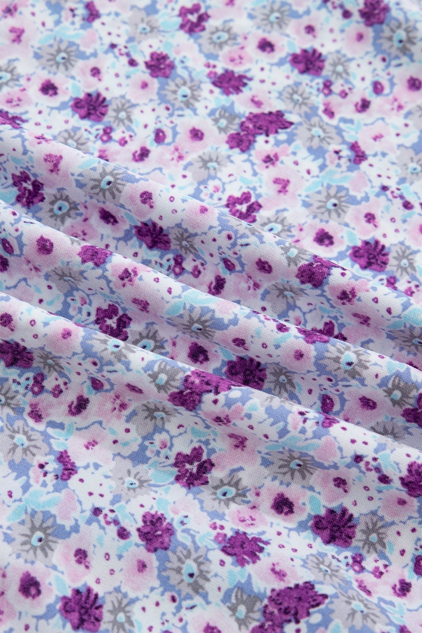 Purple Plus Size Floral Print Square Neck Smocked Maxi Dress - Loving It Shop