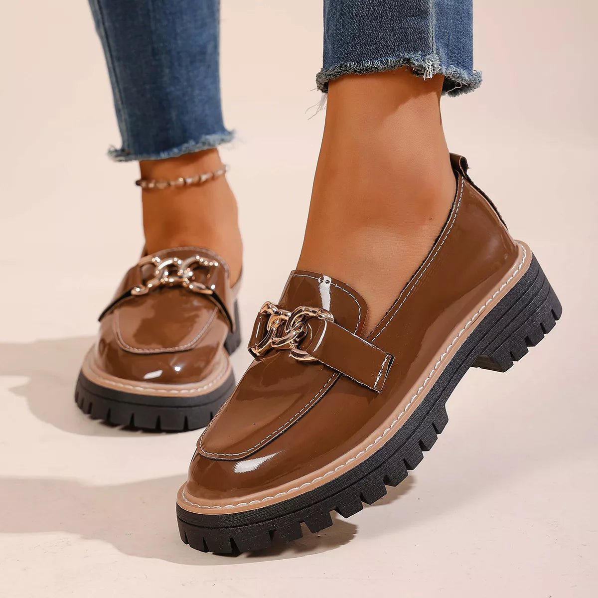 Chain Decor Chunky Loafers - Loving It Shop
