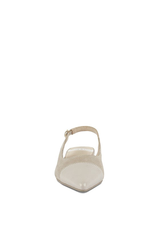Uwaha Genuine Leather & Real Suede Slingback Flats