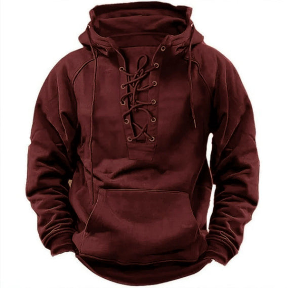 Ins Lace-up Hoodie Casual Sports Pocket Sweatshirt Men&