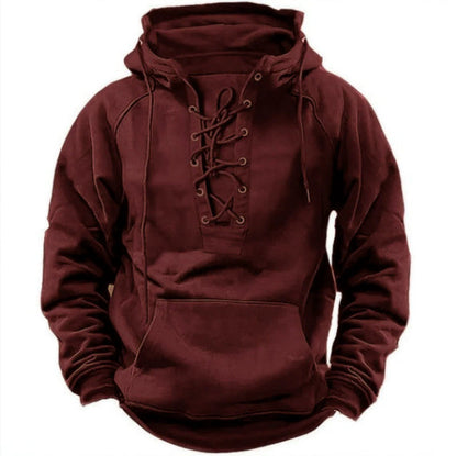 Ins Lace-up Hoodie Casual Sports Pocket Sweatshirt Men&