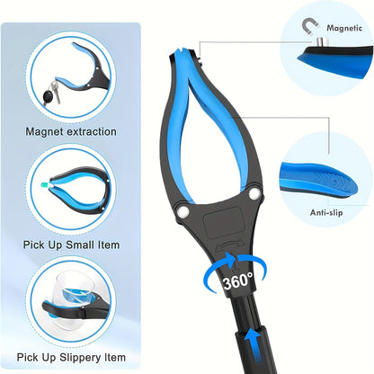 Heavy-Duty Steel Folding Trash Picker – 32" with Magnet &amp; Anti-Slip Handle