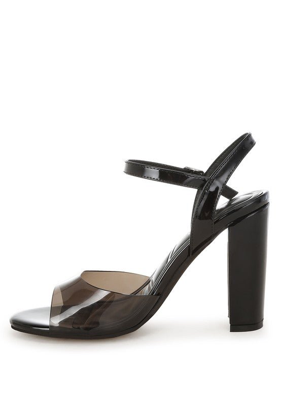 Kessel Tinted Clear Strap Block Heel Sandals - Loving It Shop