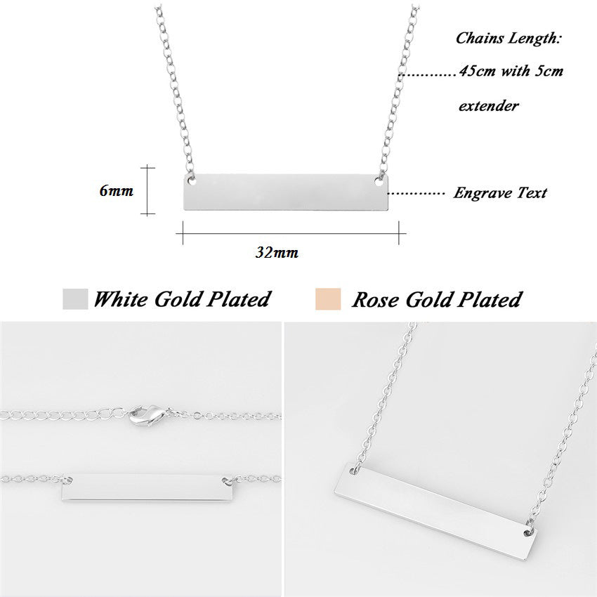 Titanium Steel Long Bar Necklace for Mother&