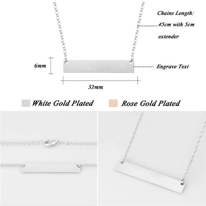 Titanium Steel Long Bar Necklace for Mother&