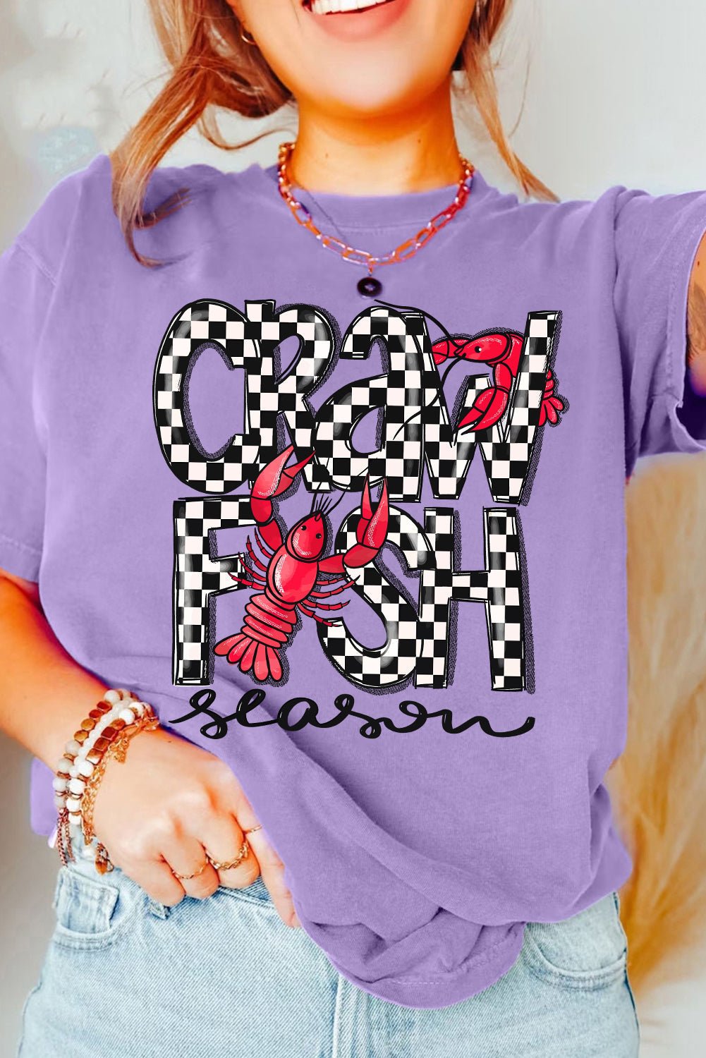 Wisteria Craw Fish Season Graphic Short Sleeve Top - Loving It Shop