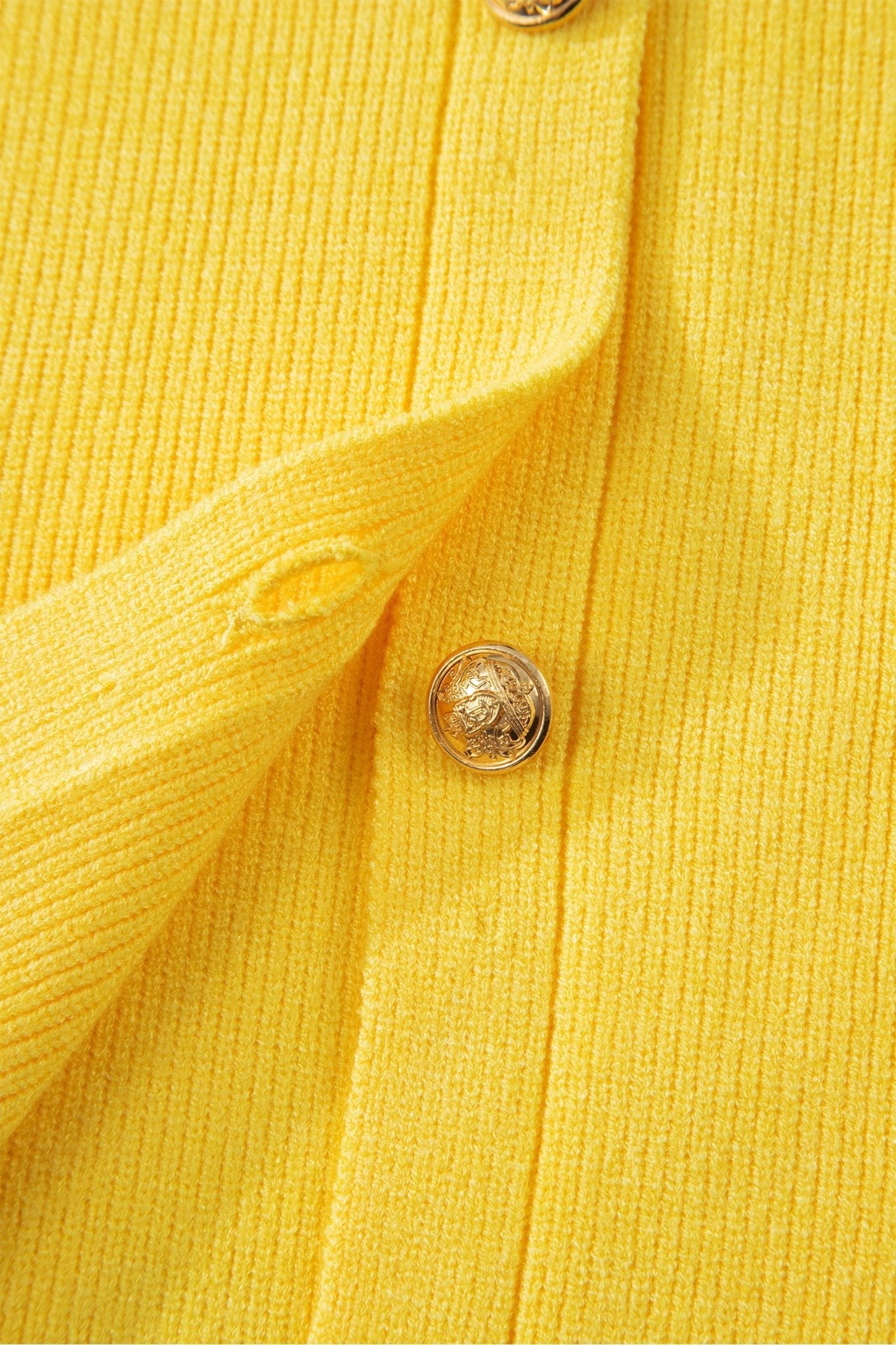 Yellow Cream Solid Color Sleeveless Knit Button Pocketed Sweater - Loving It Shop