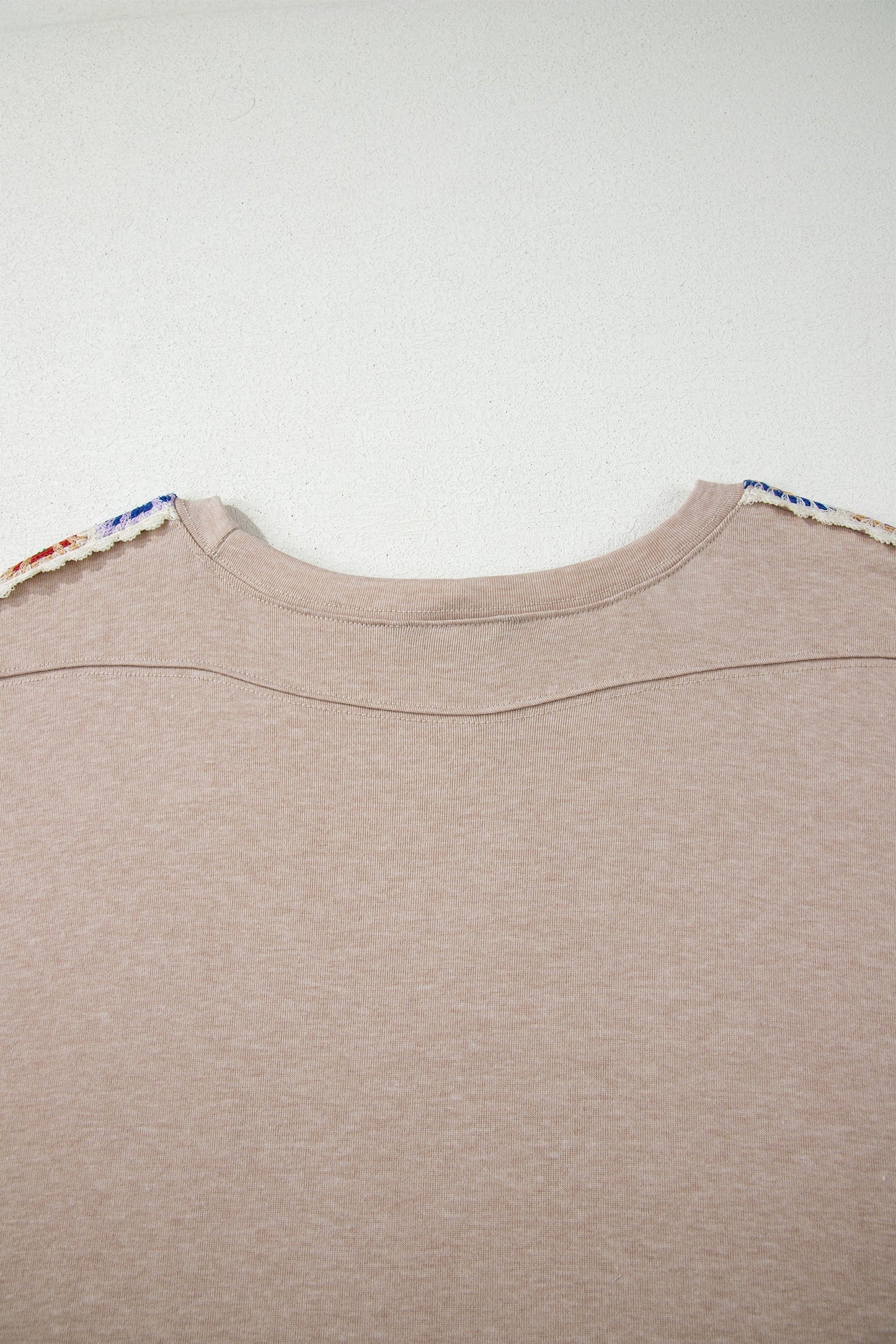 Parchment Granny Square Crochet Detail Loose T Shirt