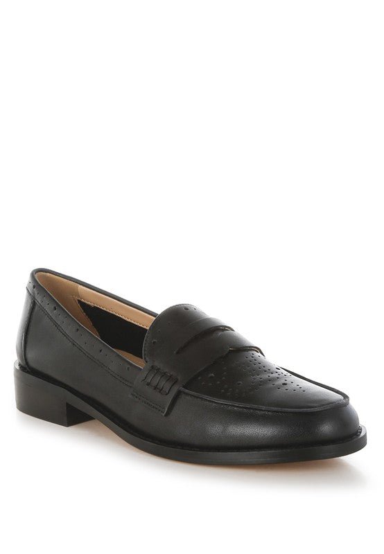 Clotilda Perforated Low Heel Loafers - Loving It Shop