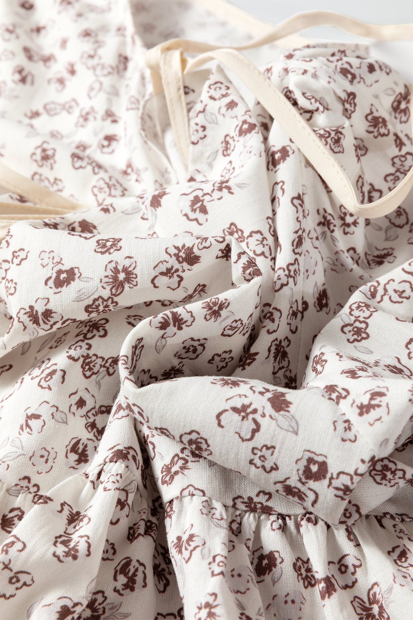 White Bow Tie Front Floral Print Flounce Sleeve Peplum Blouse
