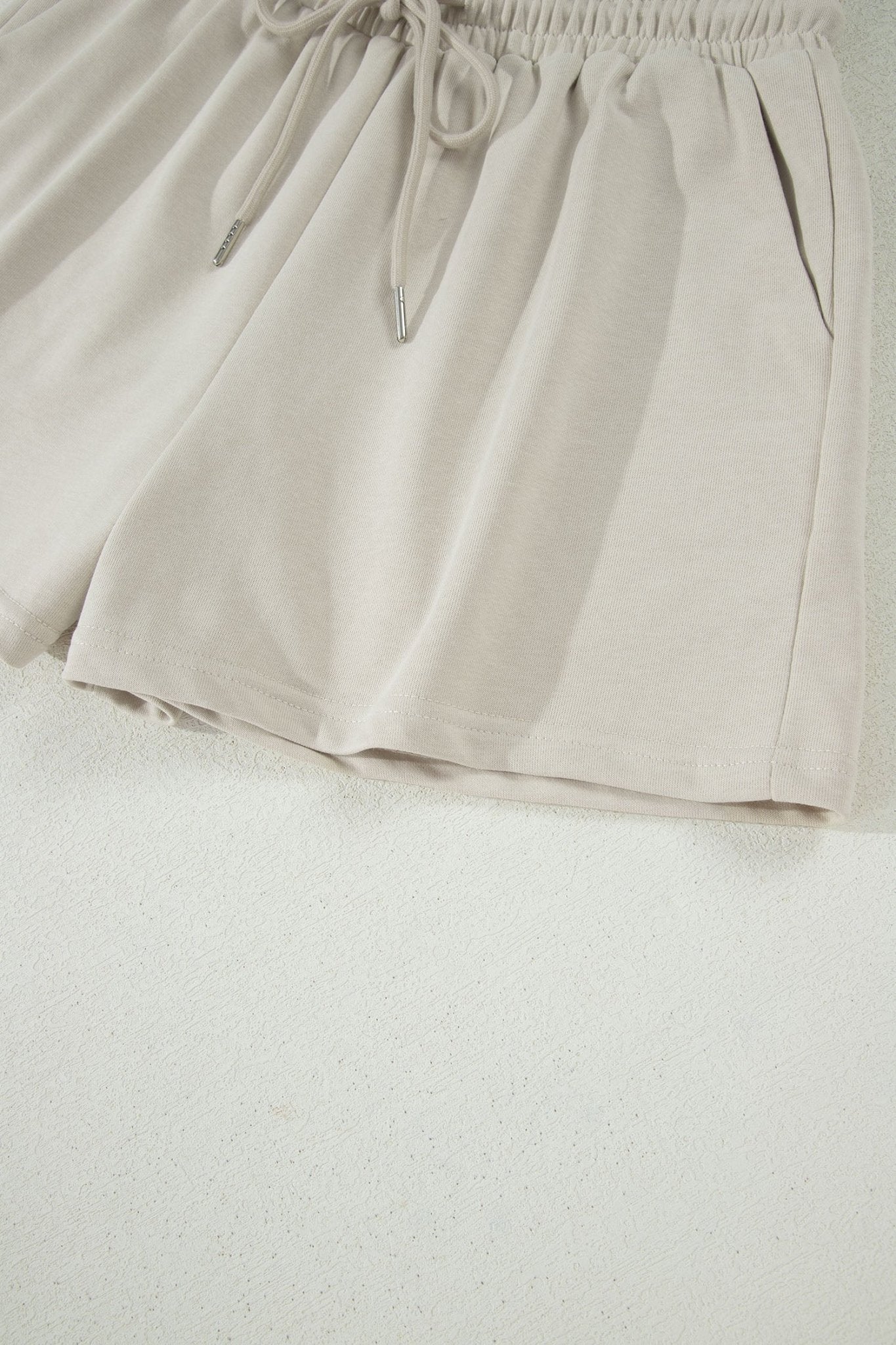 Smoke Gray Solid Color Puffy Loose Top Drawstring Shorts 2pcs Outfit - Loving It Shop