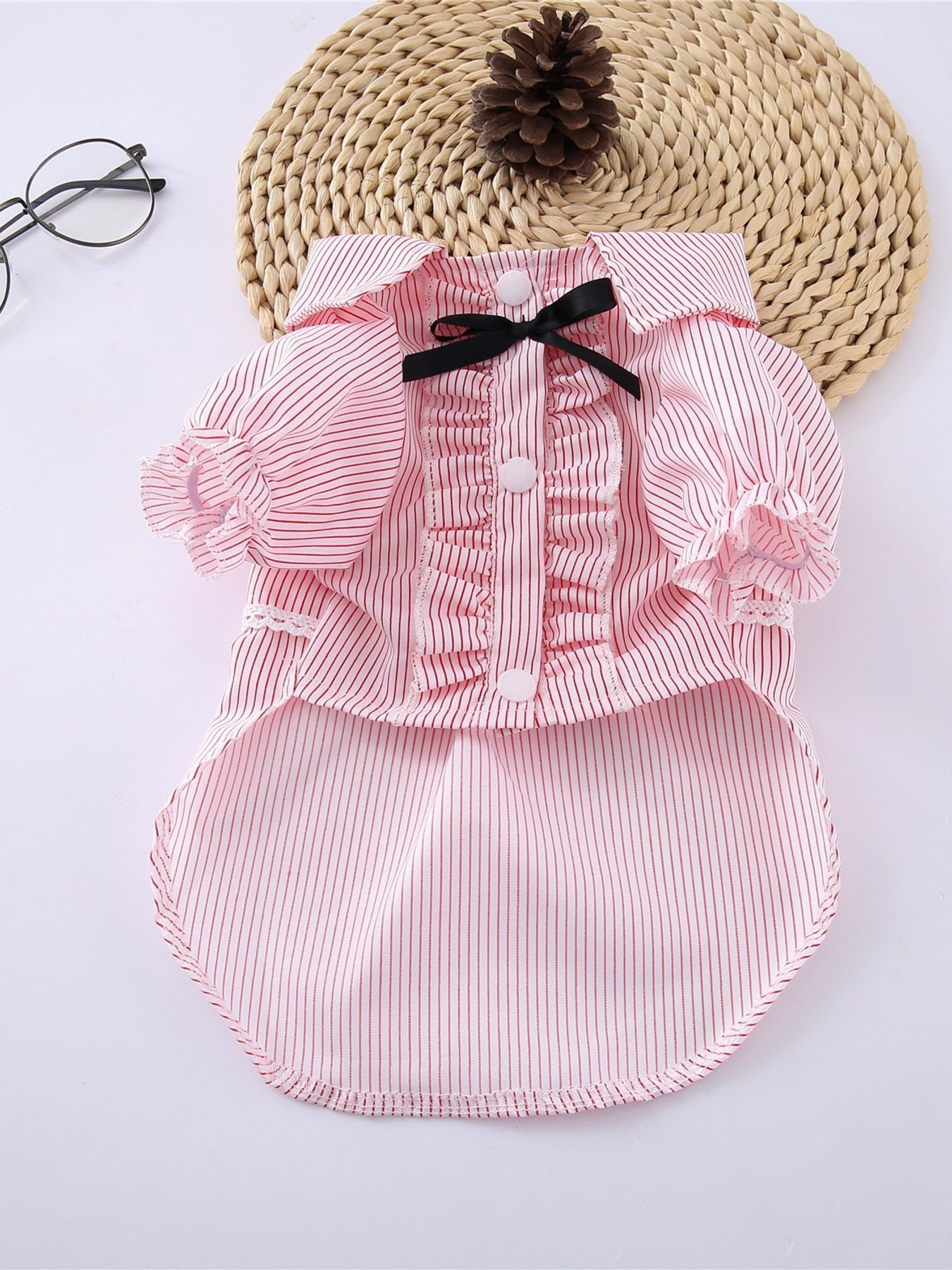 Striped Ruffle Pet Top with Bow - Loving It Shop