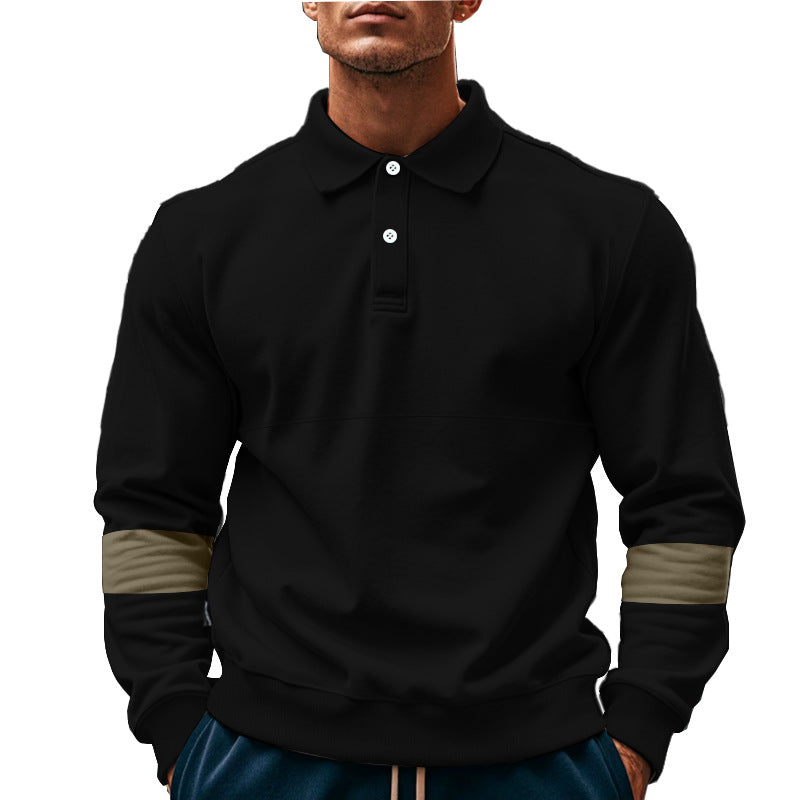 Fashion Long-sleeved Lapel Polo Shirt With Button Men&