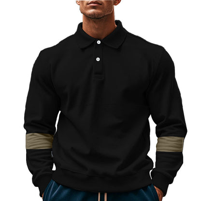 Fashion Long-sleeved Lapel Polo Shirt With Button Men&
